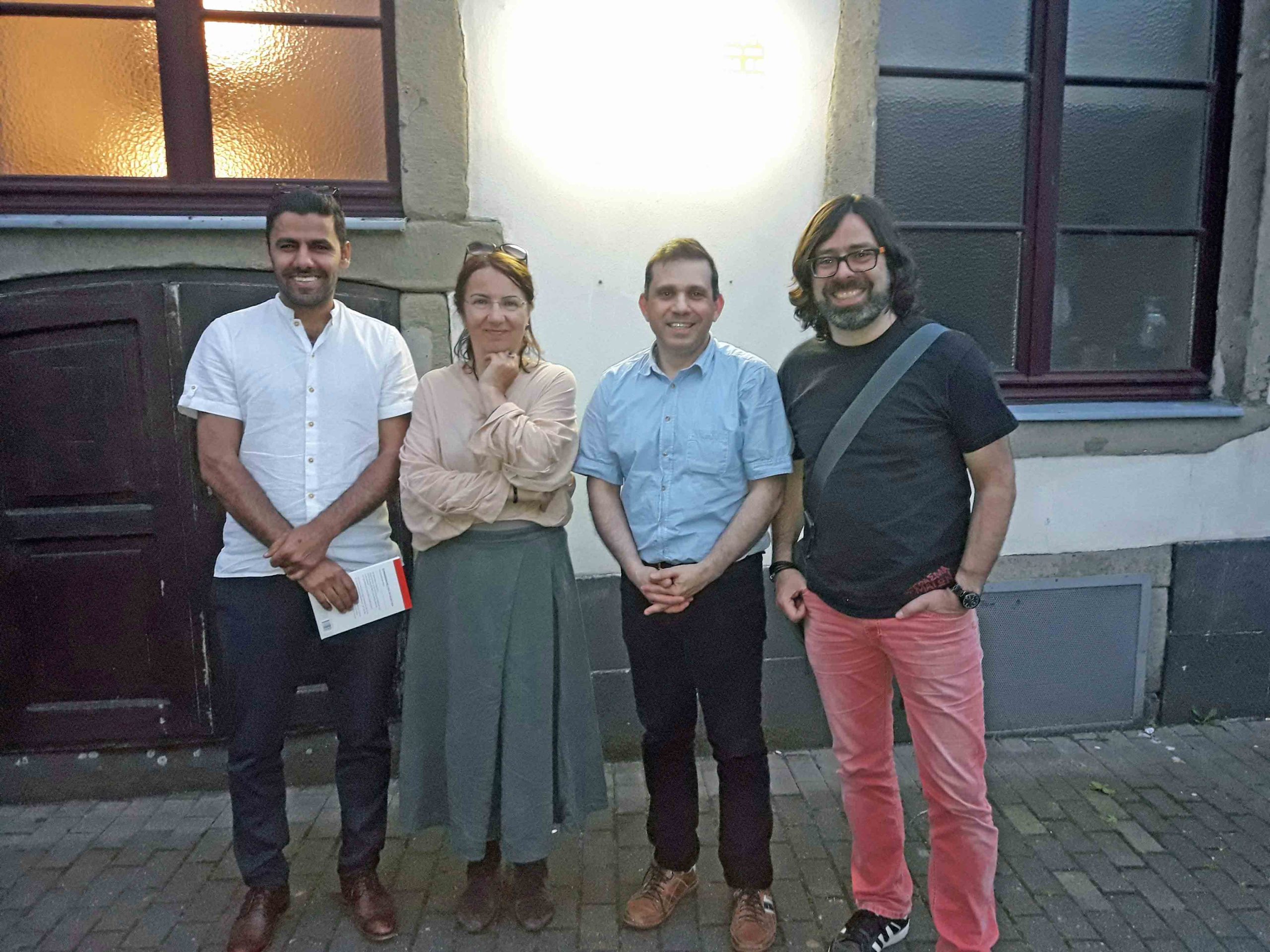Autor:innen-Café zum Thema „Teilhabe im Kulturbetrieb“, 11. Juni 2019 – Jabbar Abdullah, Lale Konuk, Roberto Di Bella, Miltiadis Oulios (v.r.n.l.)